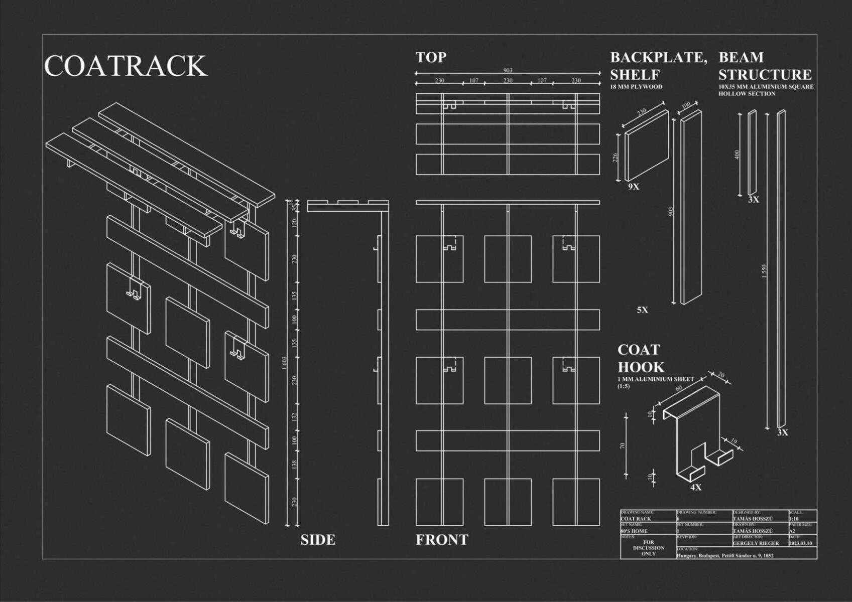 Előszoba fogas tervrajz